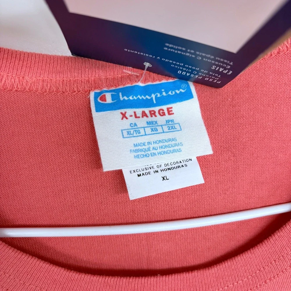 NEW Champion T Shirt Men's XL Salmon Pink Big Logo Graphic Sportswear Athletic‎ - Picture 4 of 5
